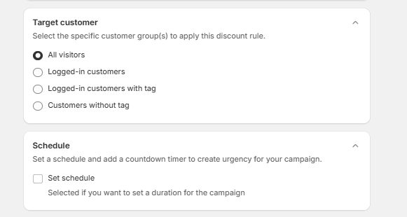 Schedule shopify one click upsell Campaign