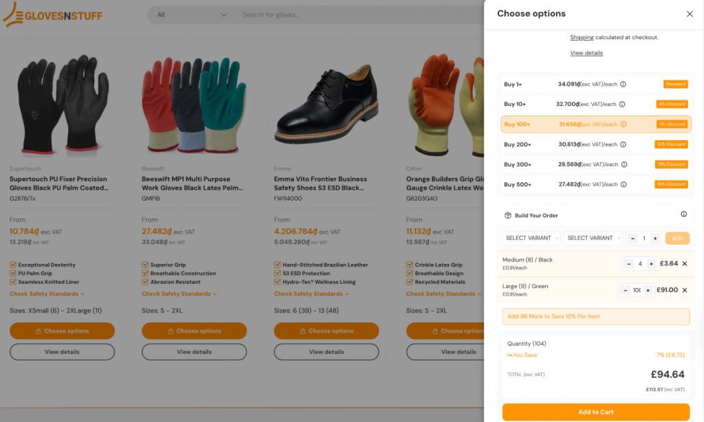 Mix and match variant builder across the store