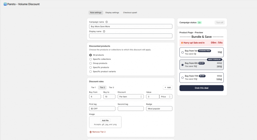 Pareto's Tiered Pricing