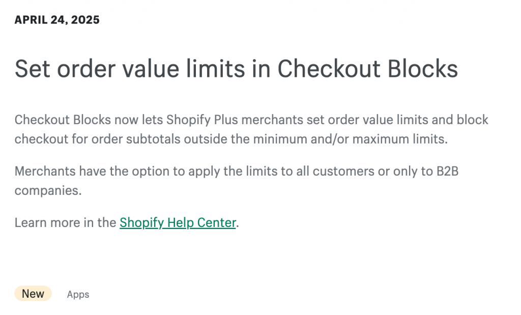 Checkout Blocks Order Value Limits (Shopify Plus Only)