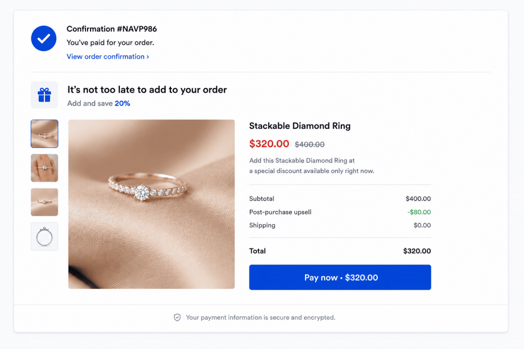 Post Purchase Upsell Example
