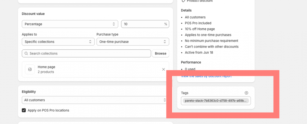 Stack tag from Pareto