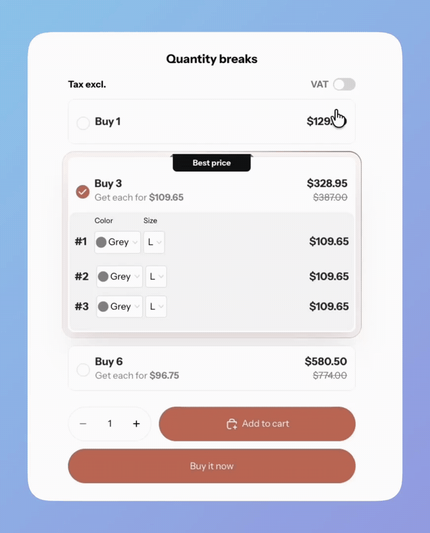Quantity Break VAT Estimate