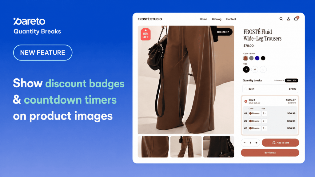 discount badges and countdown timers on product images