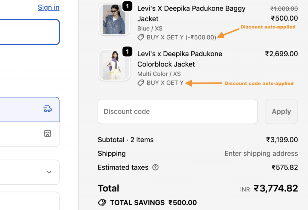 Shopify’s native Buy X Get Y discount does not automatically add the Y product to the cart.