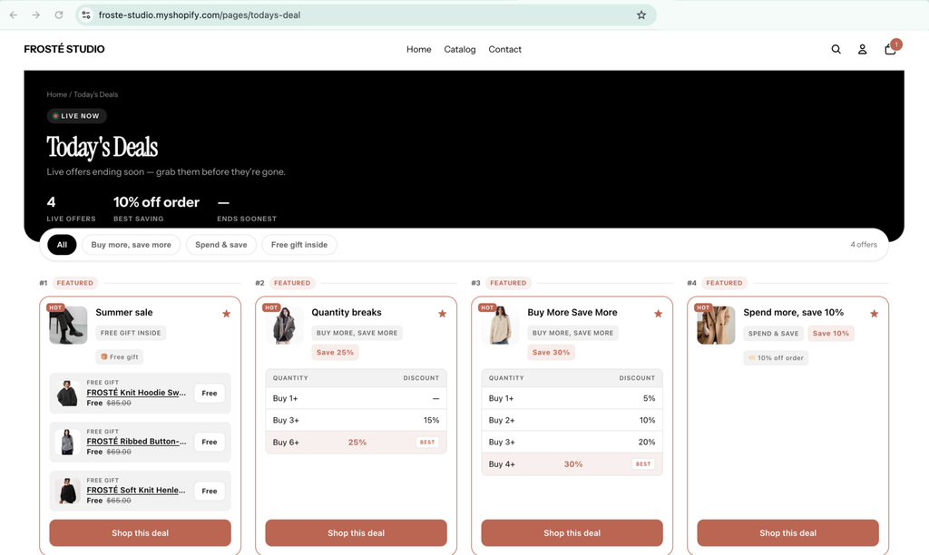 Deals Hub Page