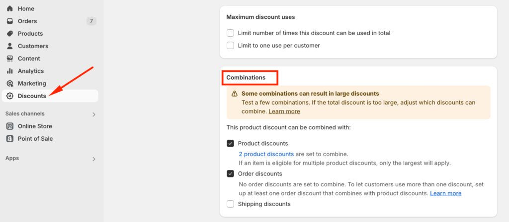 How Shopify applies combined discounts