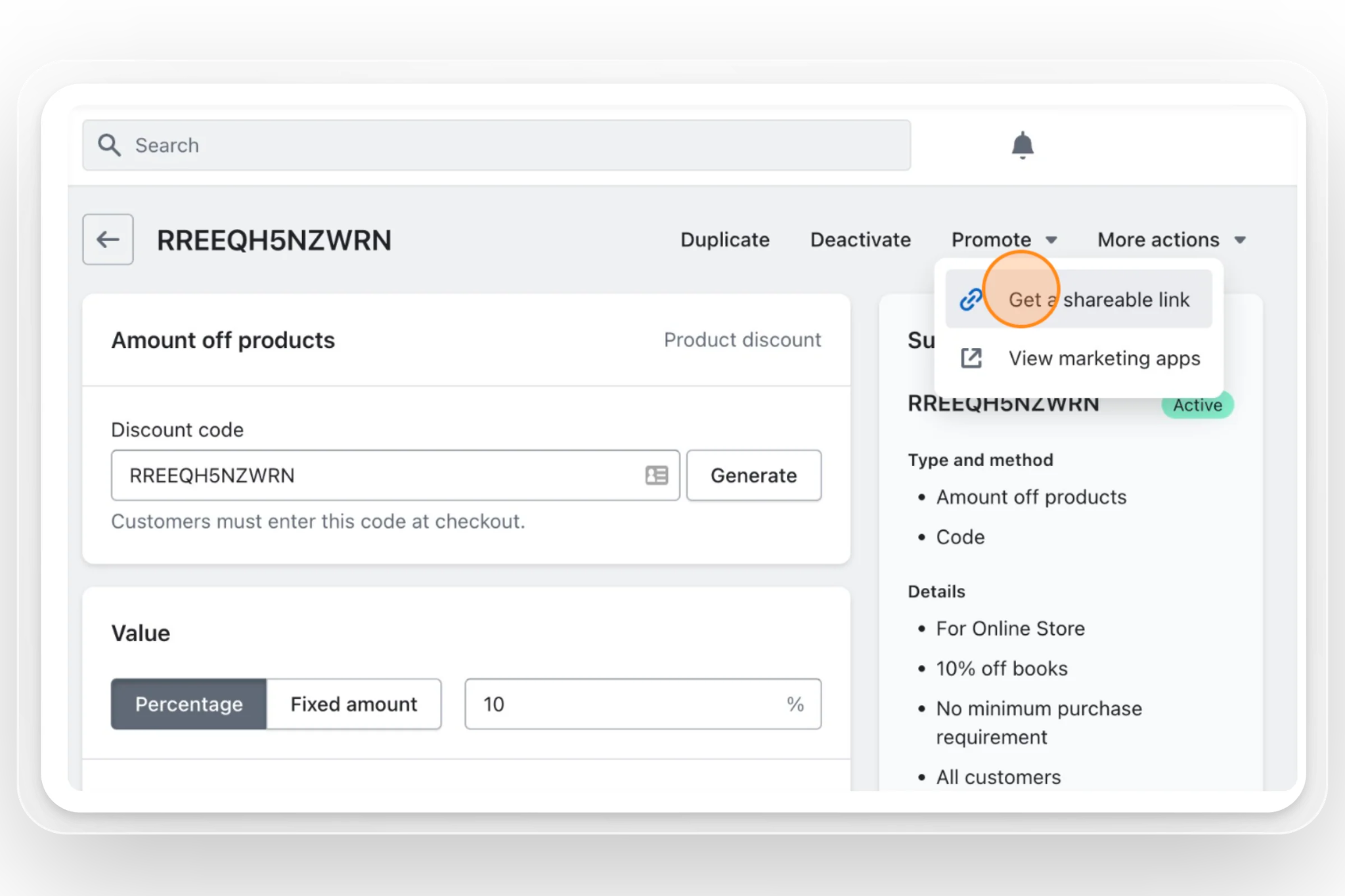 Apply the code with a shareable discount link