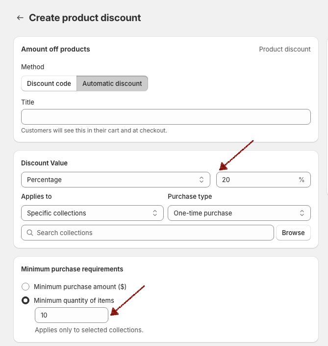 Create the discount code in Shopify