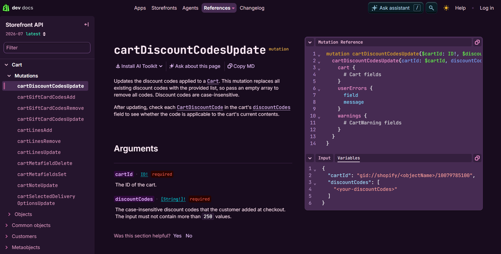 Apply discount codes in a headless Shopify cart