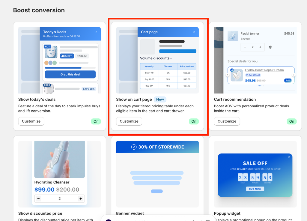 In the Pareto app, go to Boost conversion.