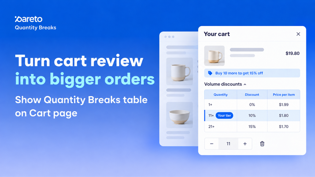 Quantity Breaks table into the cart page and cart drawer